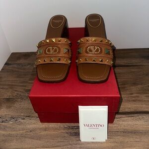 Valentino Tan Studded Women's Sandals